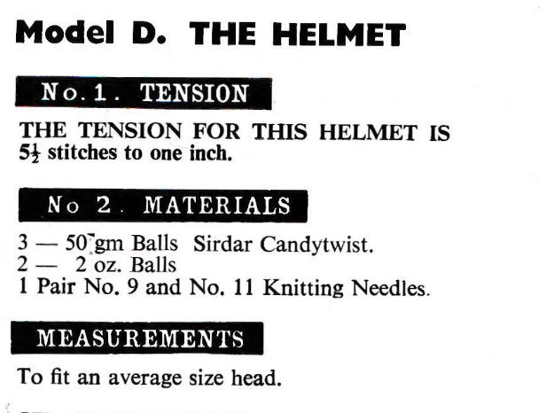 Vintage Knitting Pattern for Men's Caps and Helmet Hat Set