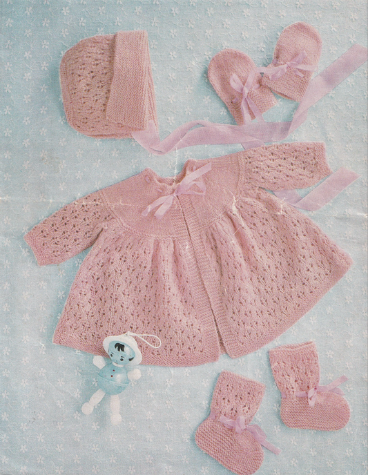 3 Ply Matinee Coat and Booties Set Pattern