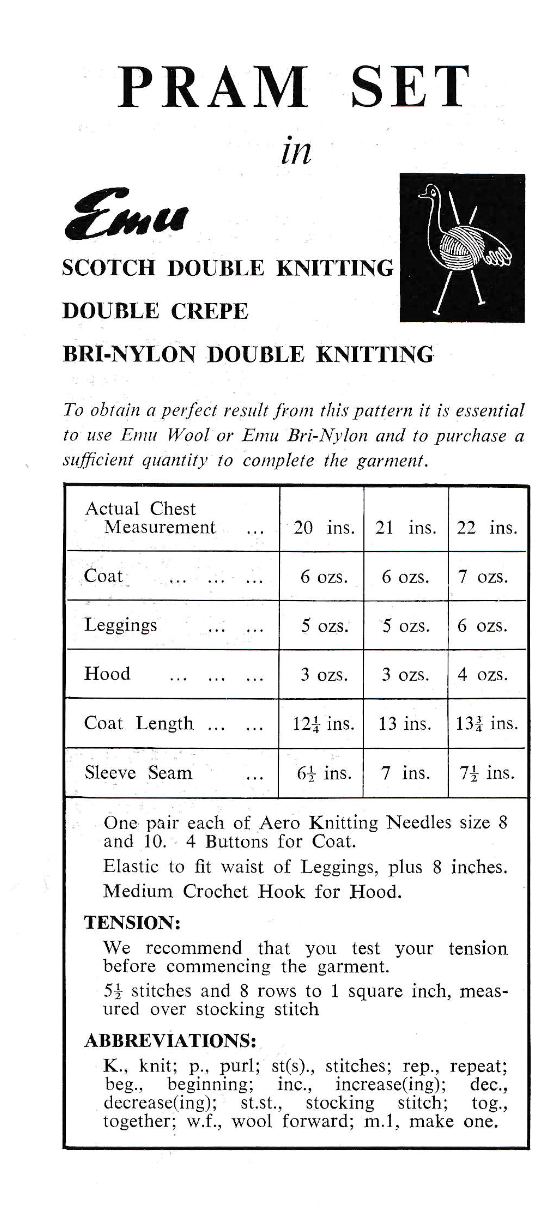 Baby Pram Set with Pixie Hood Vintage Knitting Pattern