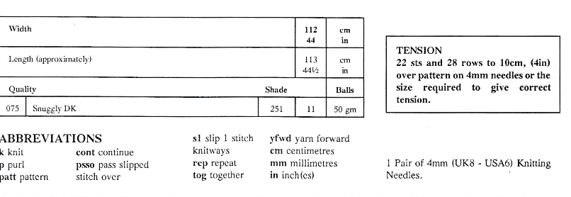 Baby Shawl Vintage Knitting Pattern