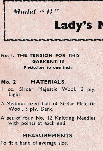 1940s knitting pattern for women's gloves and mittens in 3 ply yarn