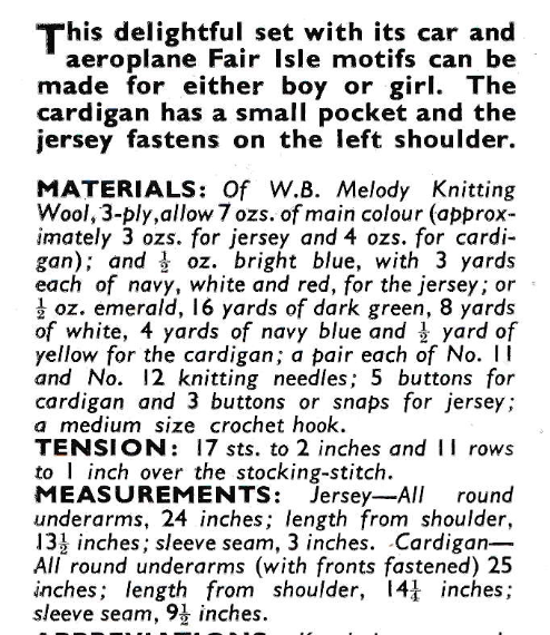 Weldons No. 876 Car and Aeroplane Set Boys and Girls Vintage Knitting Pattern