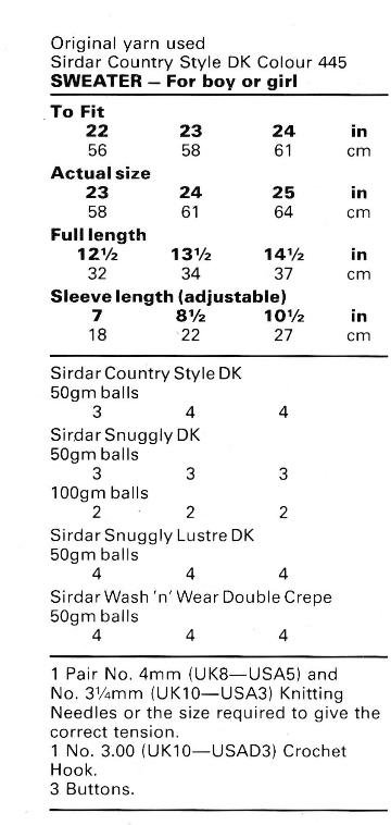 Children's Cardigan and Sweater in DK Yarn