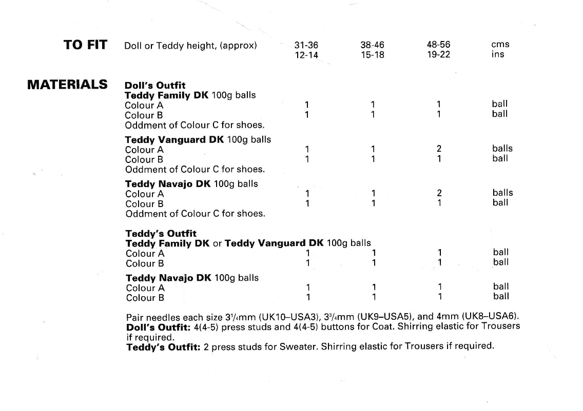 Teddy Bear and Dolls Clothes Knitting Pattern