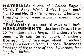 Weldons Knitwear A920 3 Ply Matinee Coat Bonnet and Booties Set Pattern
