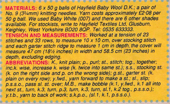 ABC Baby Blanket Vintage Knitting Pattern