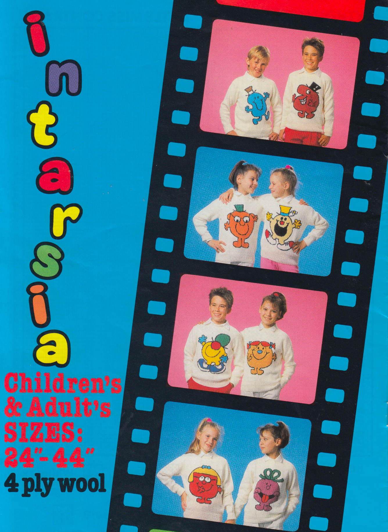 Mr Men and Little Miss Intarsia Picture Sweaters Knitting Pattern