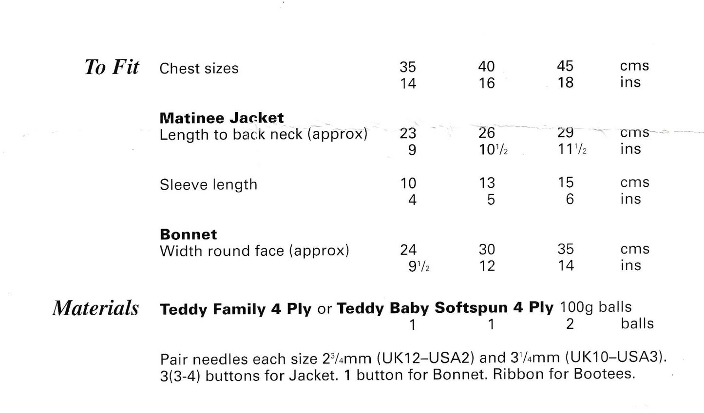4 Ply Baby Matinee Coat Bonnet and Booties Pram Set Knitting Pattern