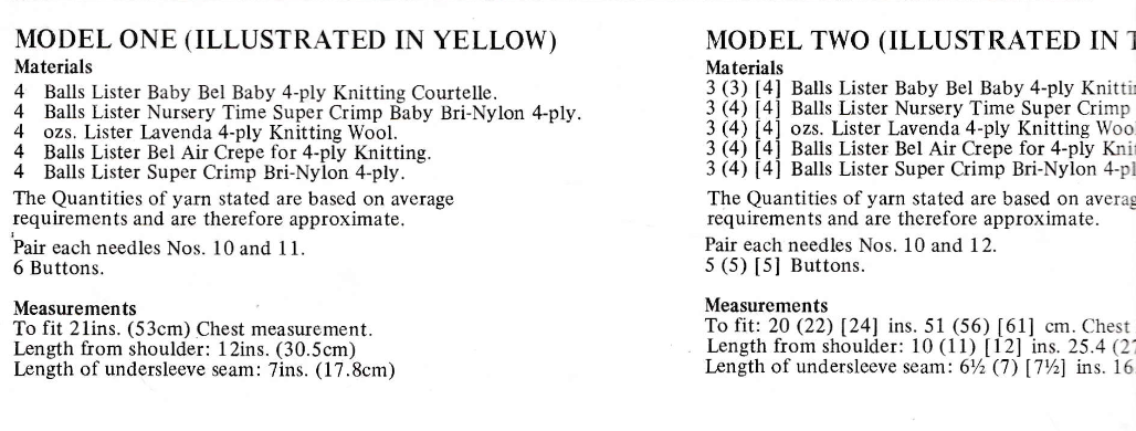 Lister N2279 Baby Matinee Coat and Cardigan