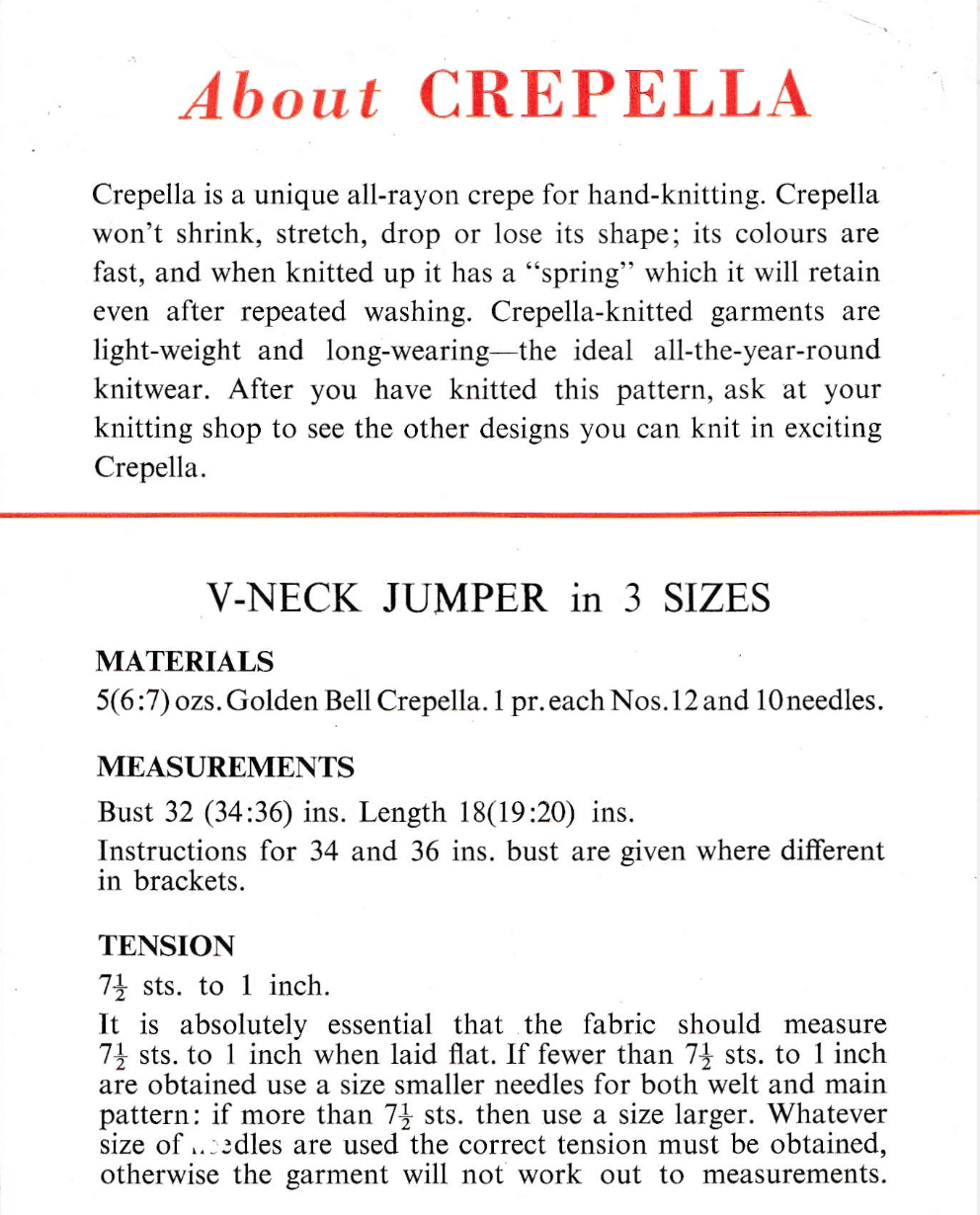 Crepella no 215 V Neck Jumper for Women Knitting Pattern