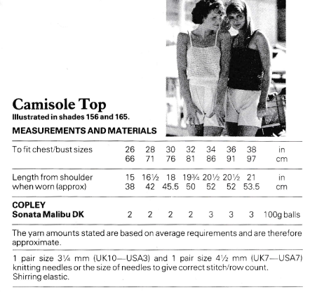 Summer Camisole Top for Women Easy Knitting Pattern