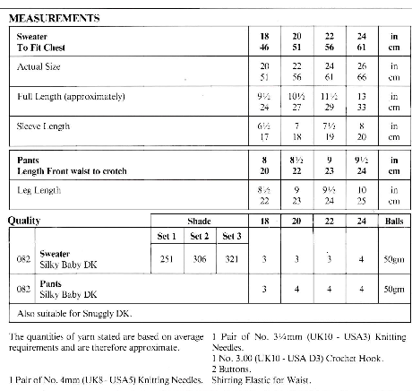 Baby Sweater & Trousers Knitting Pattern PDF