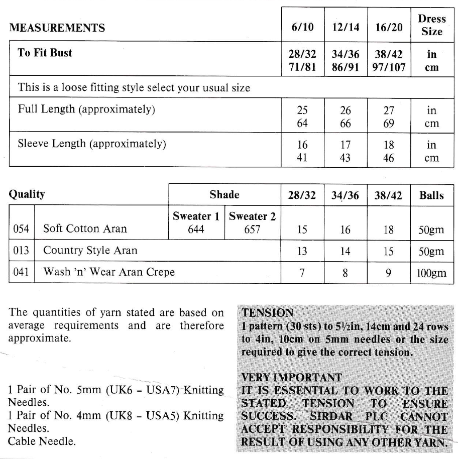 Ladies Long Aran Cable Sweater Knitting Pattern PDF – 28 to 42 Inch Bust