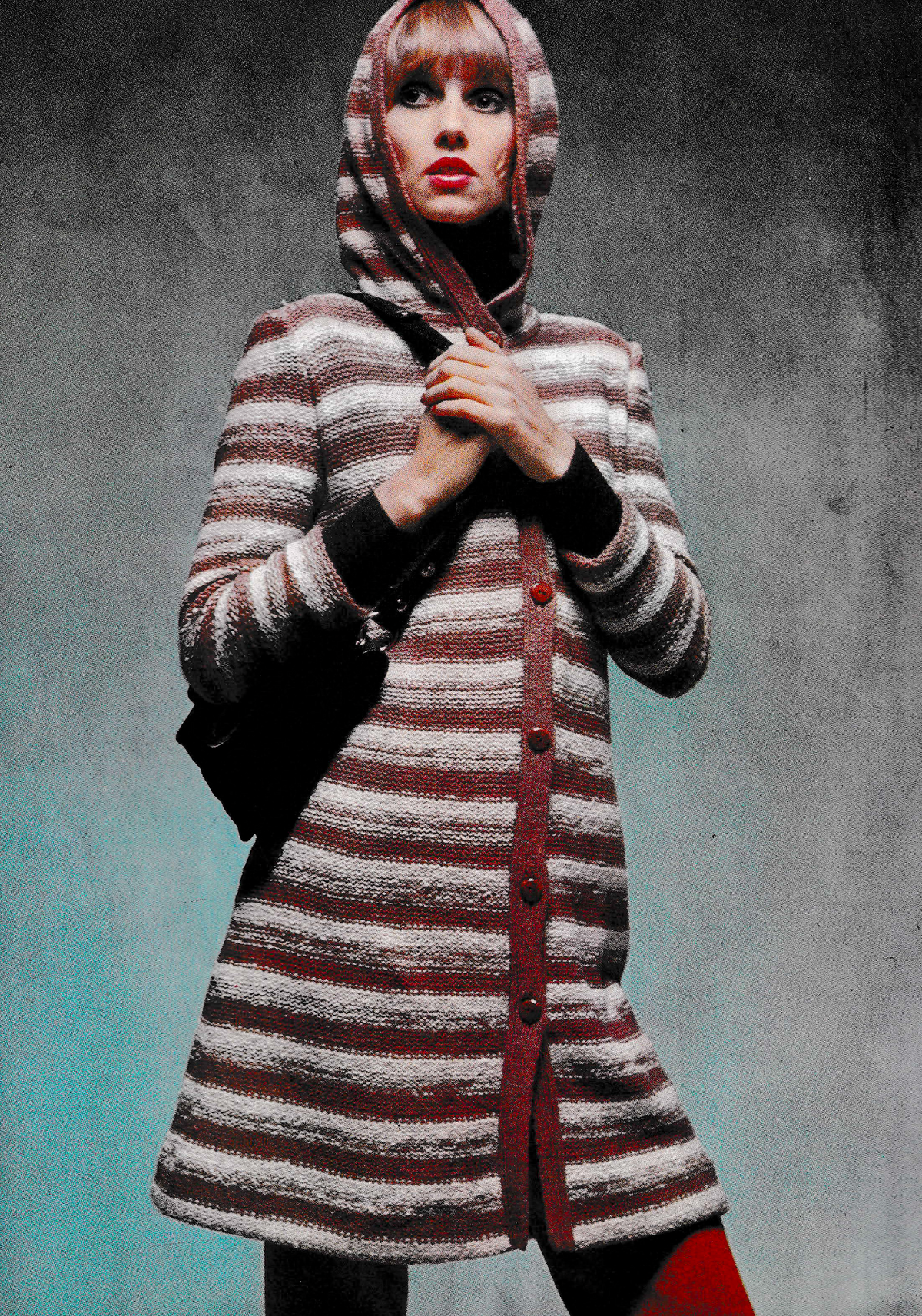Women's Inside-Out Hooded Coat Knitting Pattern PDF
