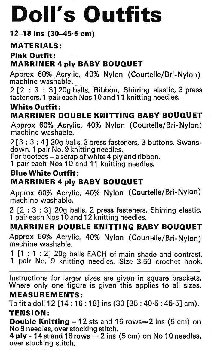 Baby Dolls Clothes Knitting Pattern - 12 to 18 inch dolls