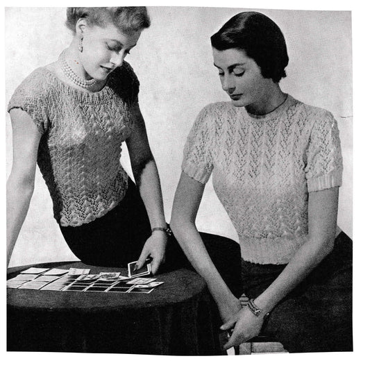 1940s Knitting Pattern for Ladies Lace Tops in 2 ply