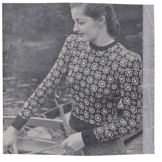P&B 240 1940s Knitting Pattern for Women's Fair Isle Jumper