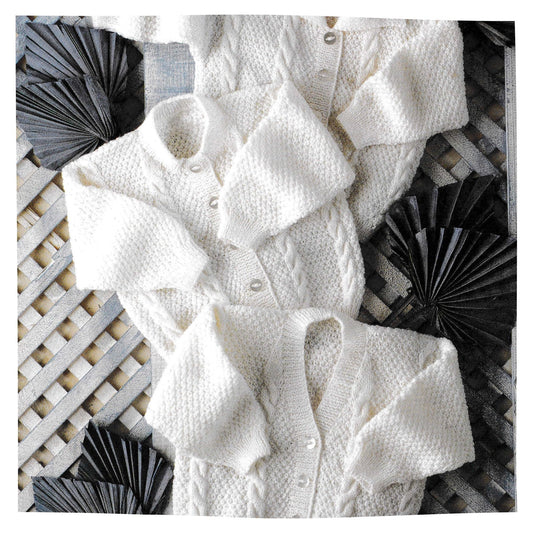 4 Ply Baby Cardigans including Premature Baby Size Knitting Pattern PDF