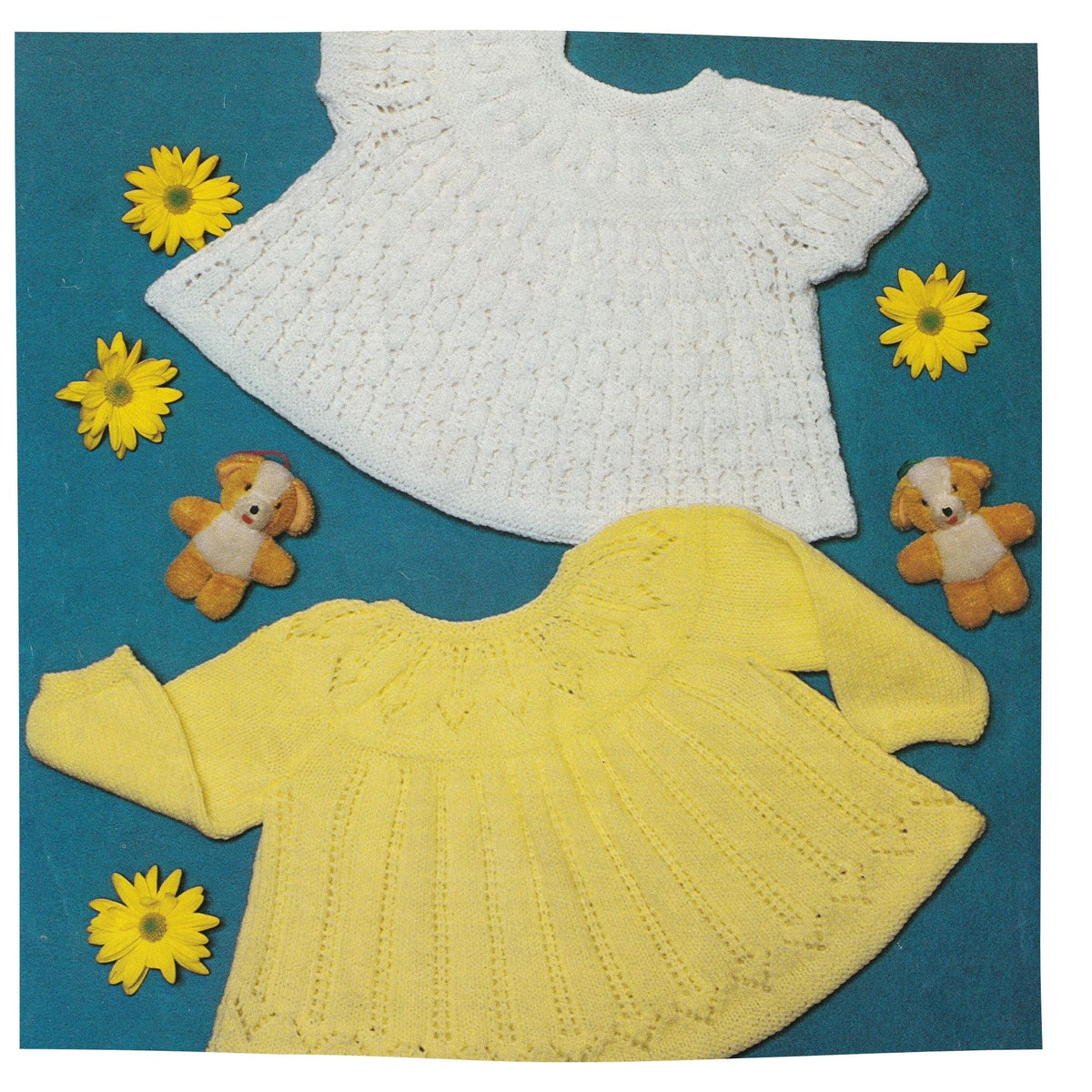 Vintage Baby Girls' Dress Knitting Pattern PDF, 4 Ply