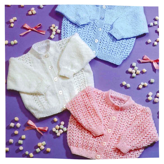 Baby Cardigans 4 Ply Knitting Pattern PDF | Premature–24 in