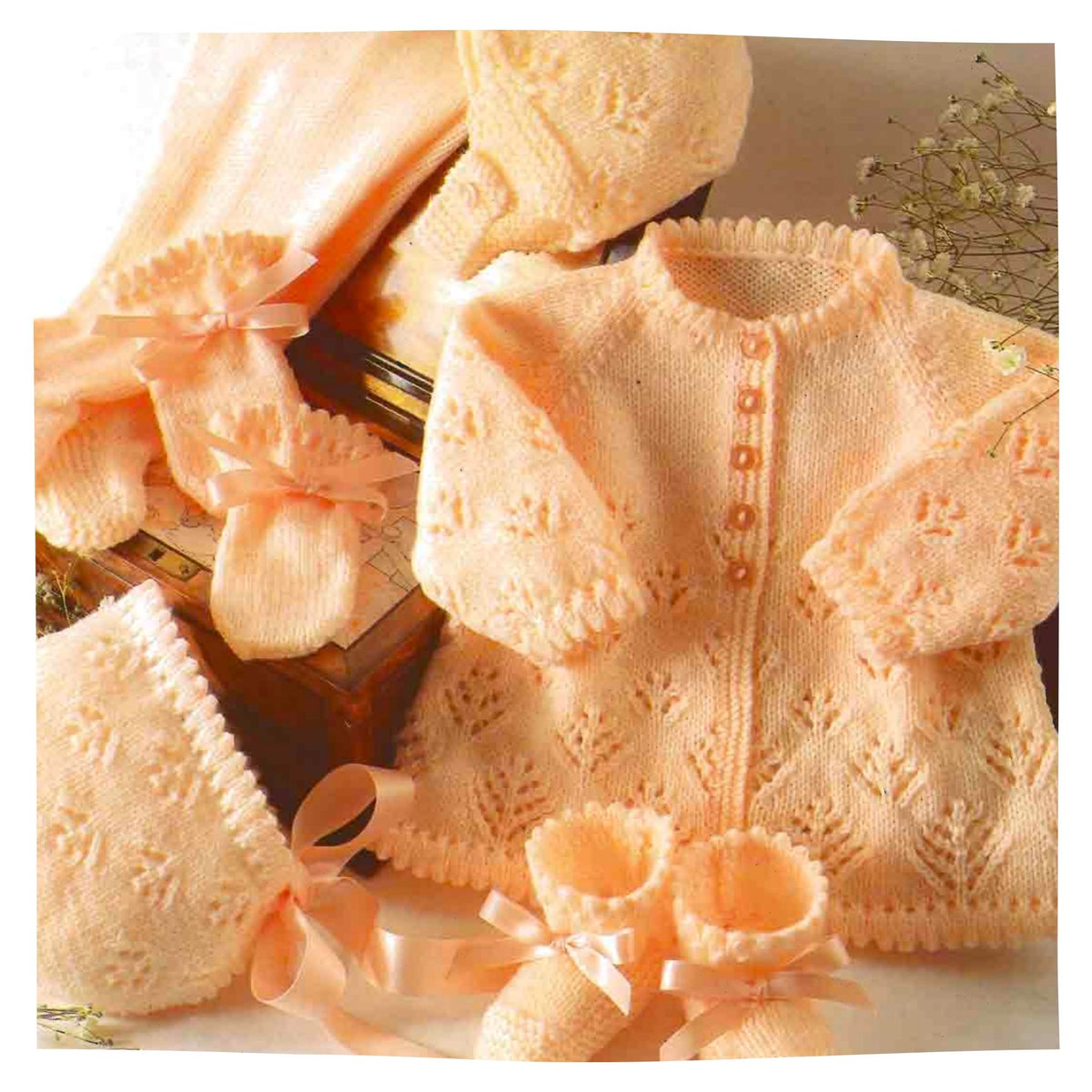 Baby Pram Set Knitting Pattern PDF – Jacket, Leggings, Bonnet, Mitts and Bootees in 4 Ply