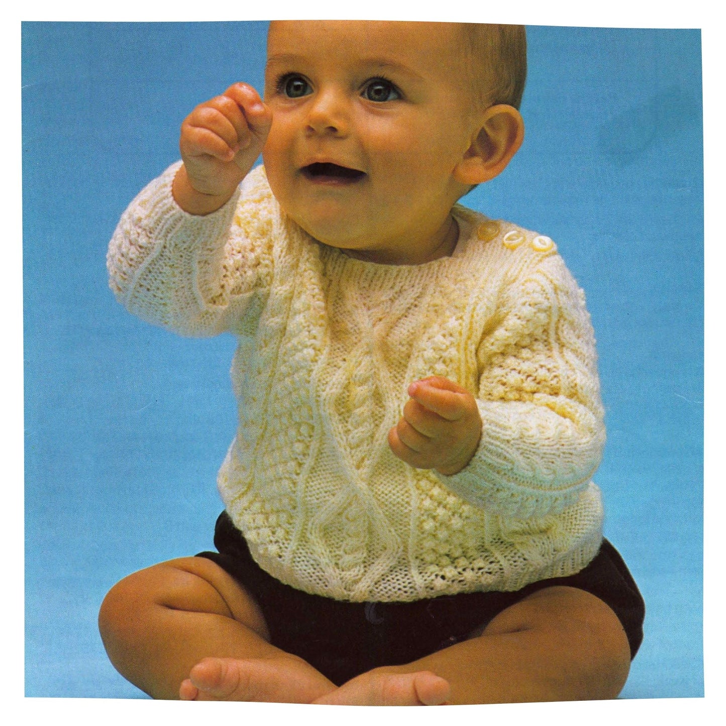 4 Ply Baby Sweater with Cables Knitting Pattern