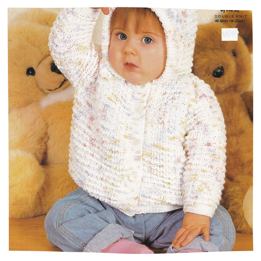Vintage Knitting Pattern for Baby Cardigan Jacket with Hood