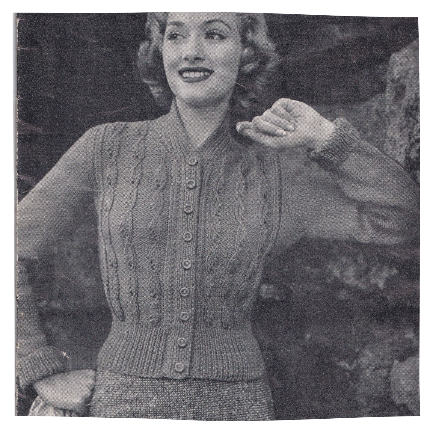 Ladies Vintage Cardigan Knitting Pattern "Buttons and Boulders"