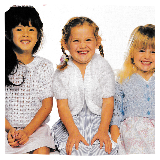 Girls Cardigans and Tops in Aran Yarn Pattern Collection