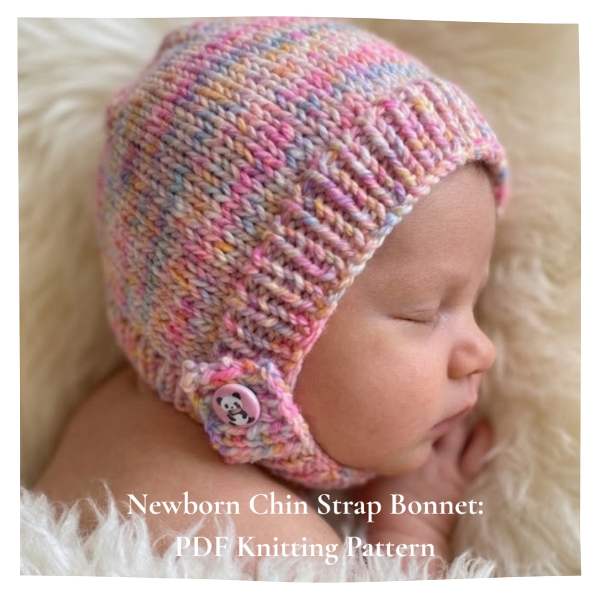Knitting Pattern for Newborn Baby Chin Strap Bonnet