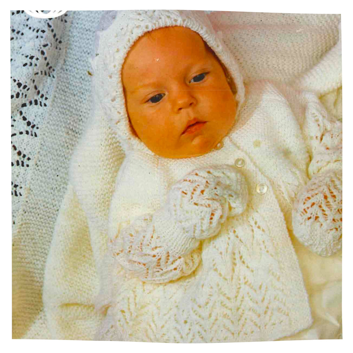 Vintage knitting Pattern for Baby Layette Set with Shawl, Bonnet and Jacket