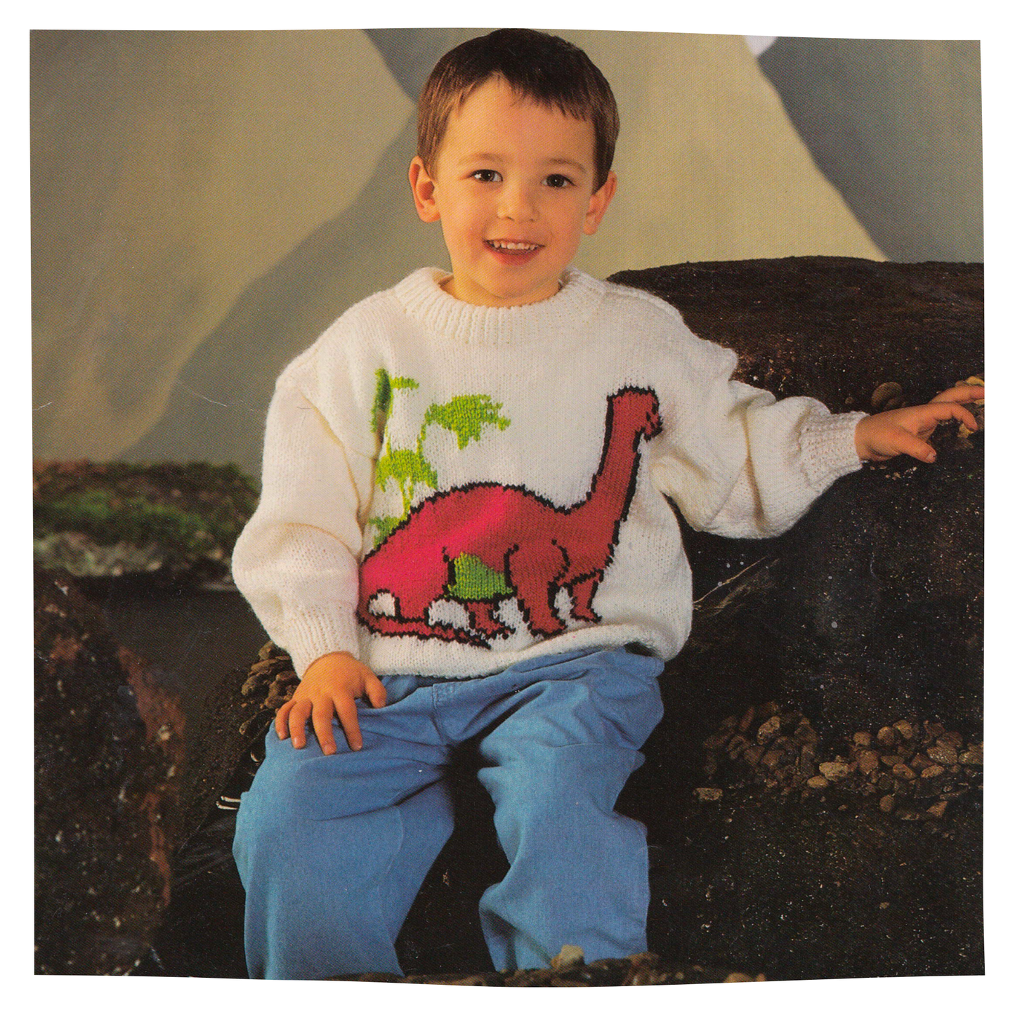 Robin 15319 Dinosaur Sweater for Boys and Girls Vintage Knitting Pattern
