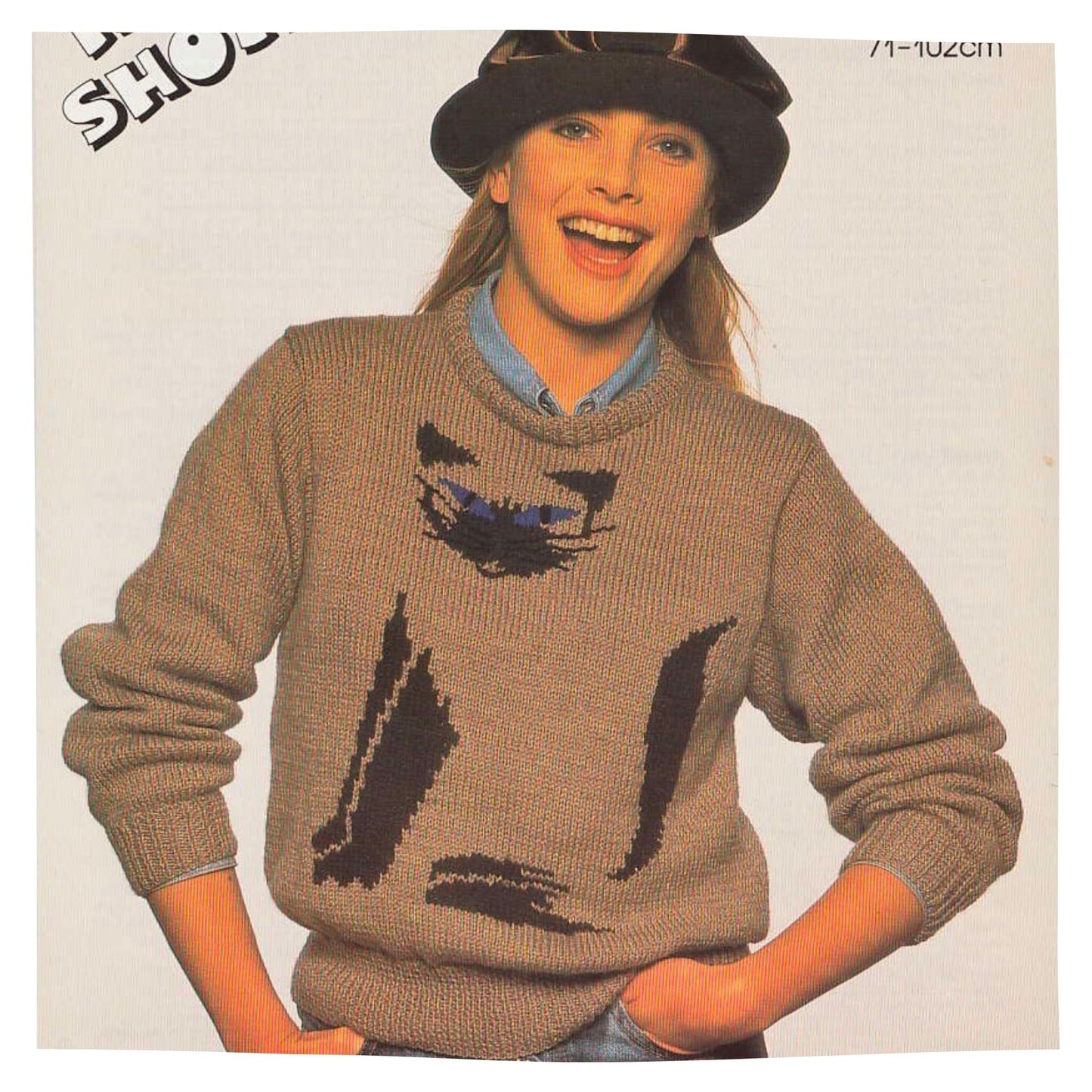Siamese Cat Intarsia Sweater Vintage Knitting Pattern for Adults
