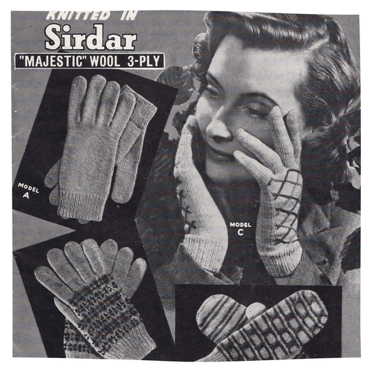 1940s knitting pattern for women's gloves and mittens in 3 ply yarn