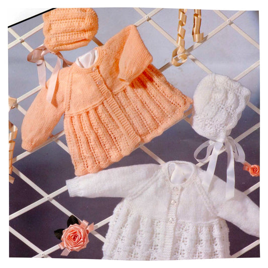 Baby Matinee Coat and Bonnet Set Knitting Pattern