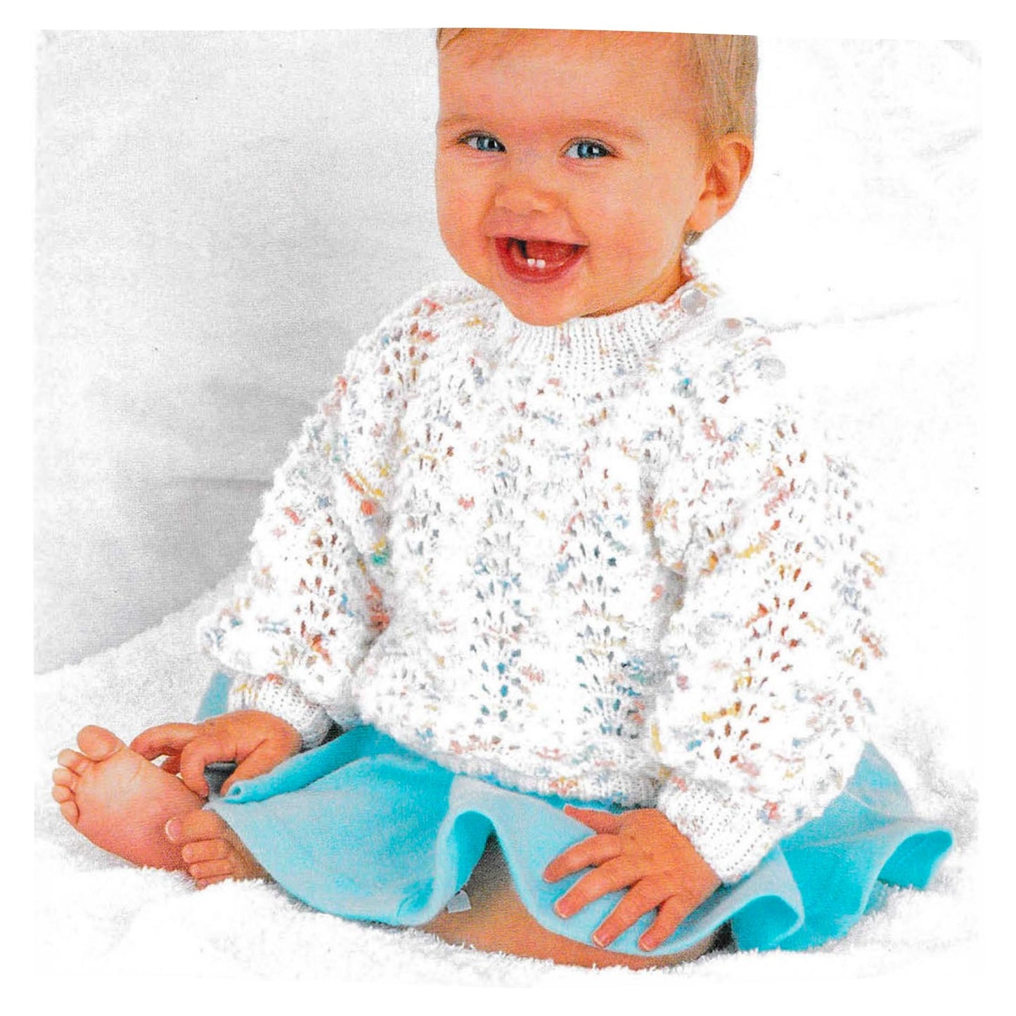 Fan and Feather Lace Baby Sweater Vintage Knitting Pattern
