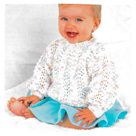 Fan and Feather Lace Baby Sweater Vintage Knitting Pattern