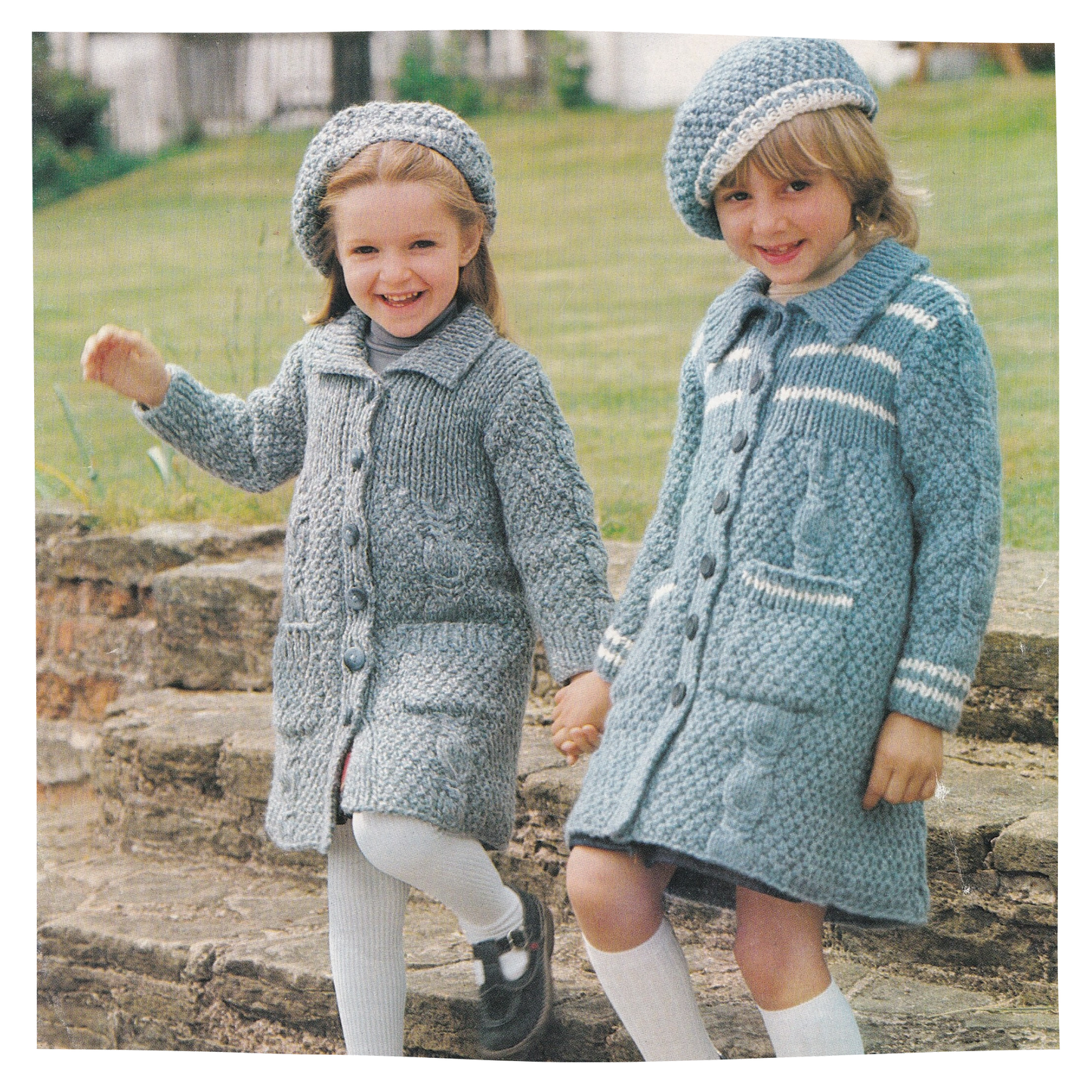 Girls Chunky Coat and Hat Set Vintage Knitting Pattern