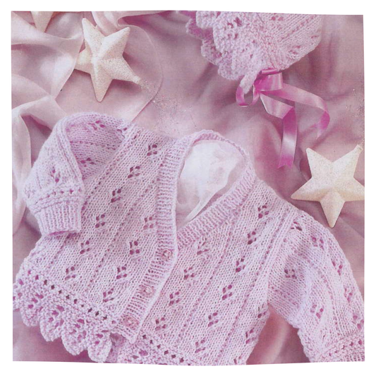 Lace Baby Cardigan and Bonnet Set
