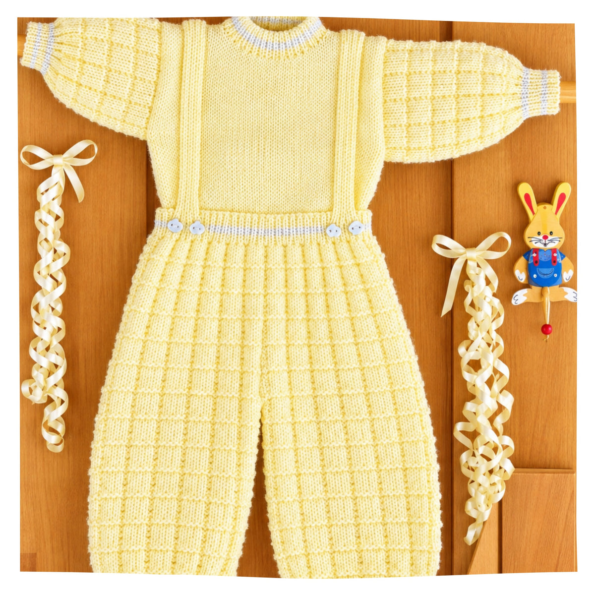 Baby Sweater & Dungarees DK Knitting Pattern PDF | 16–22 in