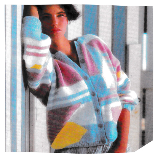 Ladies Colourful Vintage Cardigan Knitting Pattern