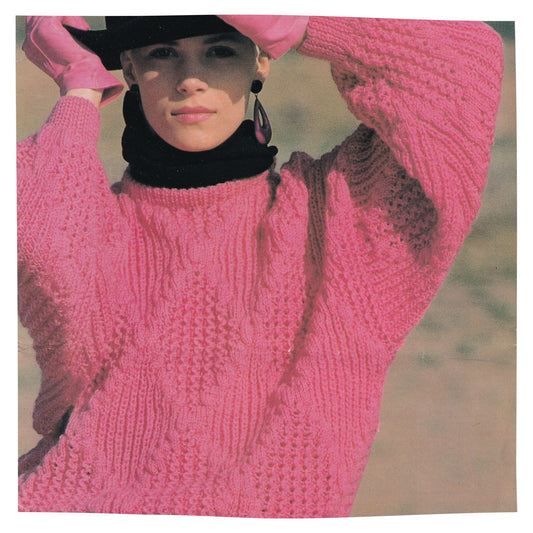 1980s Sweater for Women Knitting Pattern - Texture and Lace