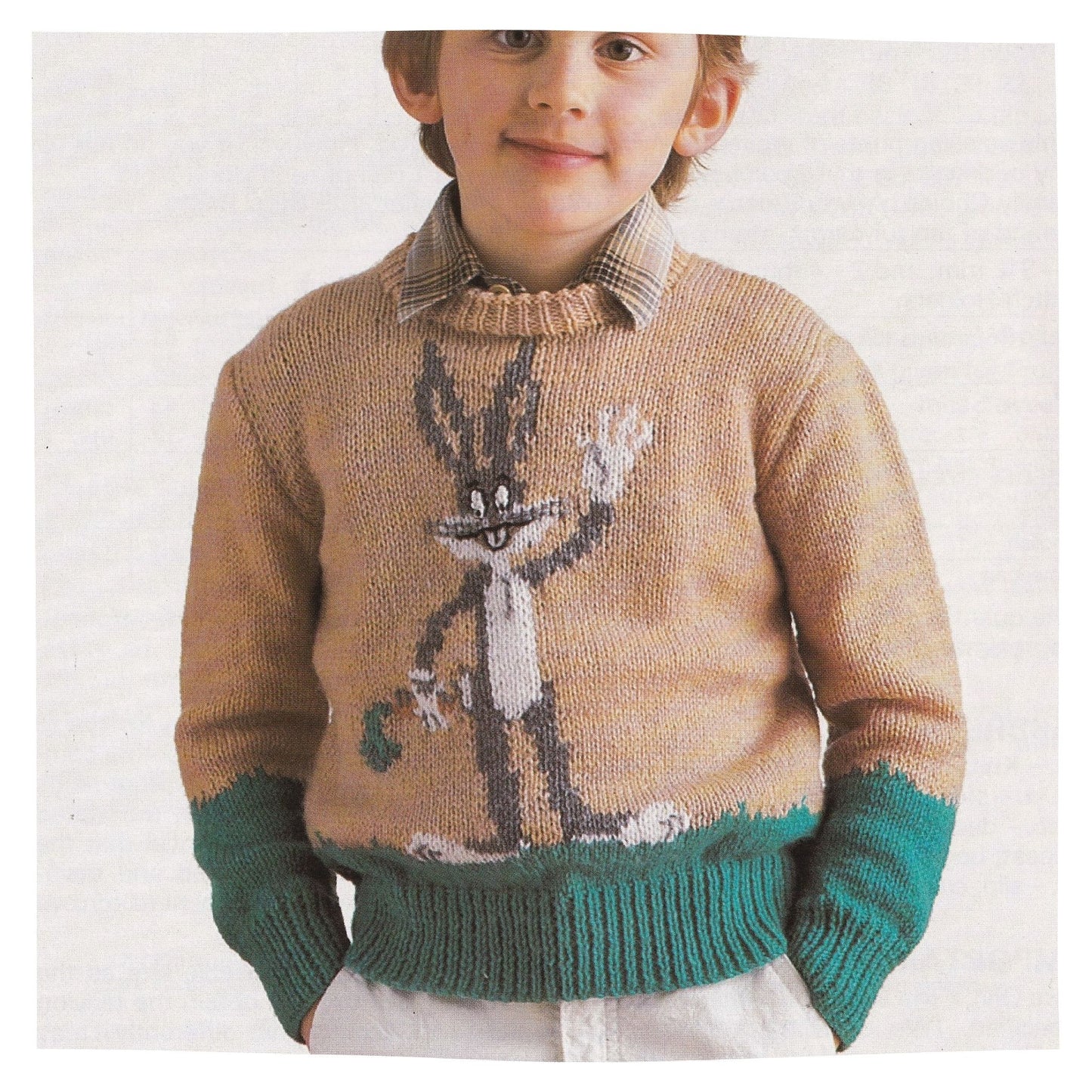 Bugs Bunny Intarsia Sweater Vintage Knitting Pattern for Children