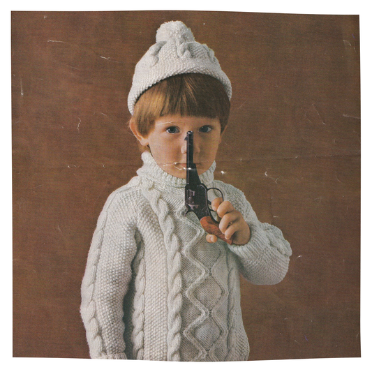 Child's Cable Sweater and Cap Set Vintage Knitting Pattern