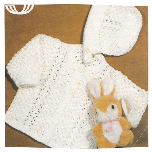 Vintage Baby Matinee Coat Cardigan and Bonnet Set