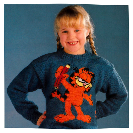 Garfield Intarsia Picture Sweater Knitting Pattern x 3