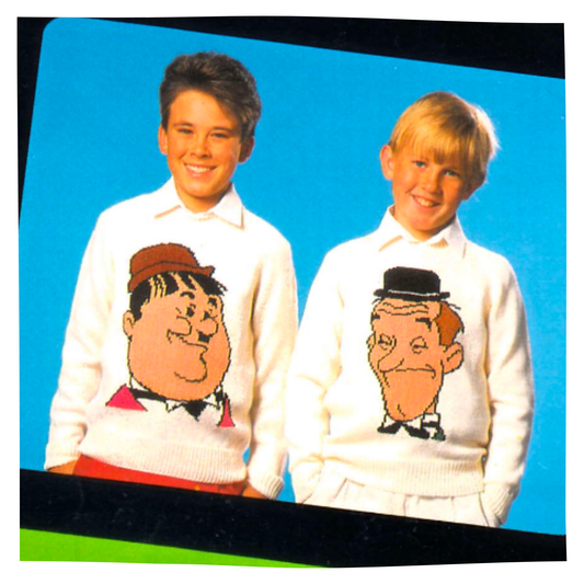 Laurel and Hardy Intarsia Picture Sweaters Knitting Pattern