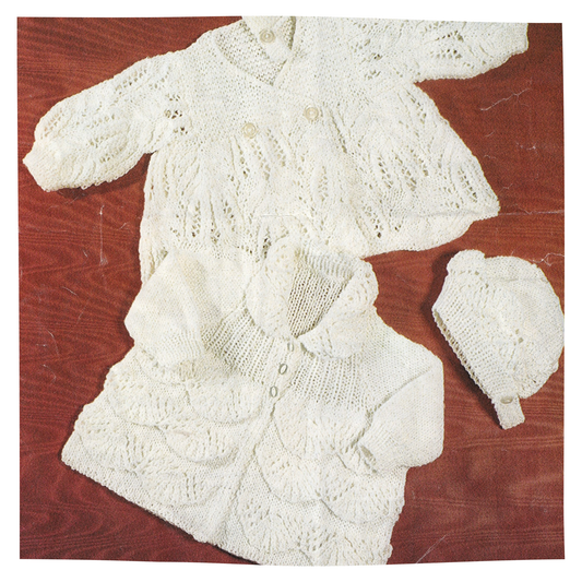Vintage Baby Matinee Coat Cardigan and Bonnet Set