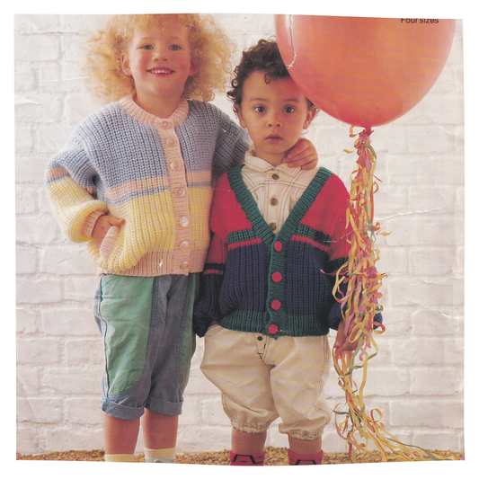 V and round neck cardigans for toddlers and children knitting pattern