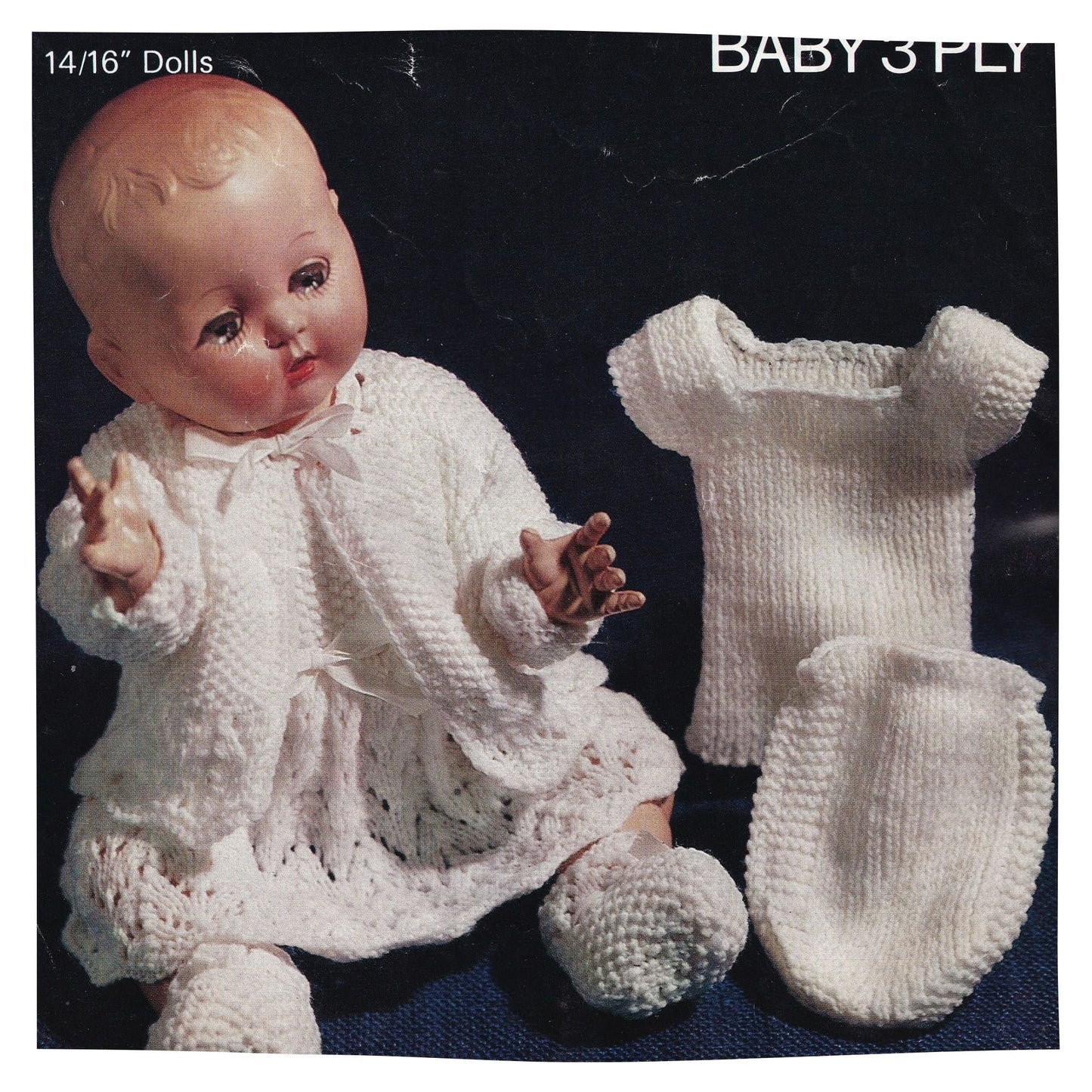 Vintage Baby Doll 14/16 inch Clothes Knitting Pattern